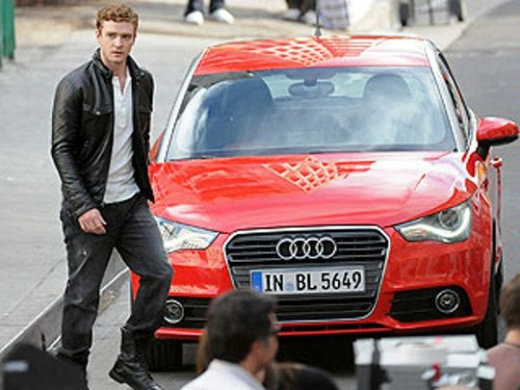 Justin Timberlake filming commercial in Los Angeles for 2011 Audi A1