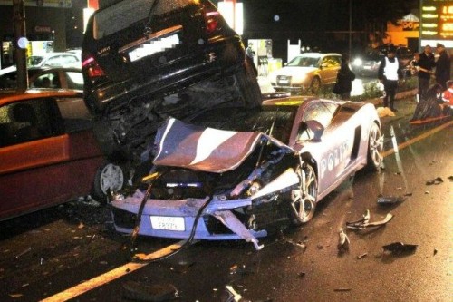 Lamborghini Gallardo LP560-4 Polizia crash