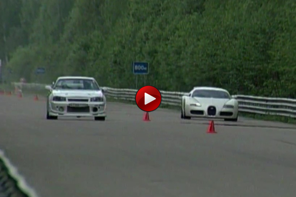Bugatti veyron vs 1000hp nissan gtr r34