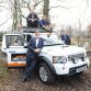 Explorers Ray Mears, Monty Halls, Ben Saunders, Sir Ranulph Fiennes, Bear Grylls Jungle track 1,000,000th Land Rover