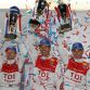 SEBRING, FL - MARCH 21:  (L-R) Allan McNish, Tom Kristensen and Rinaldo Capello of the #2 Audi Sport Team Joest Audi R15 TDI celebrate after their class and overall victory in the 57th Annual Mobil1 12 Hours of Sebring at Sebring International Raceway on March 21, 2009 in Sebring, Florida.  (Photo by Doug Benc/Getty Images) *** Local Caption *** Allan McNish;Tom Kristensen;Rinaldo Capello