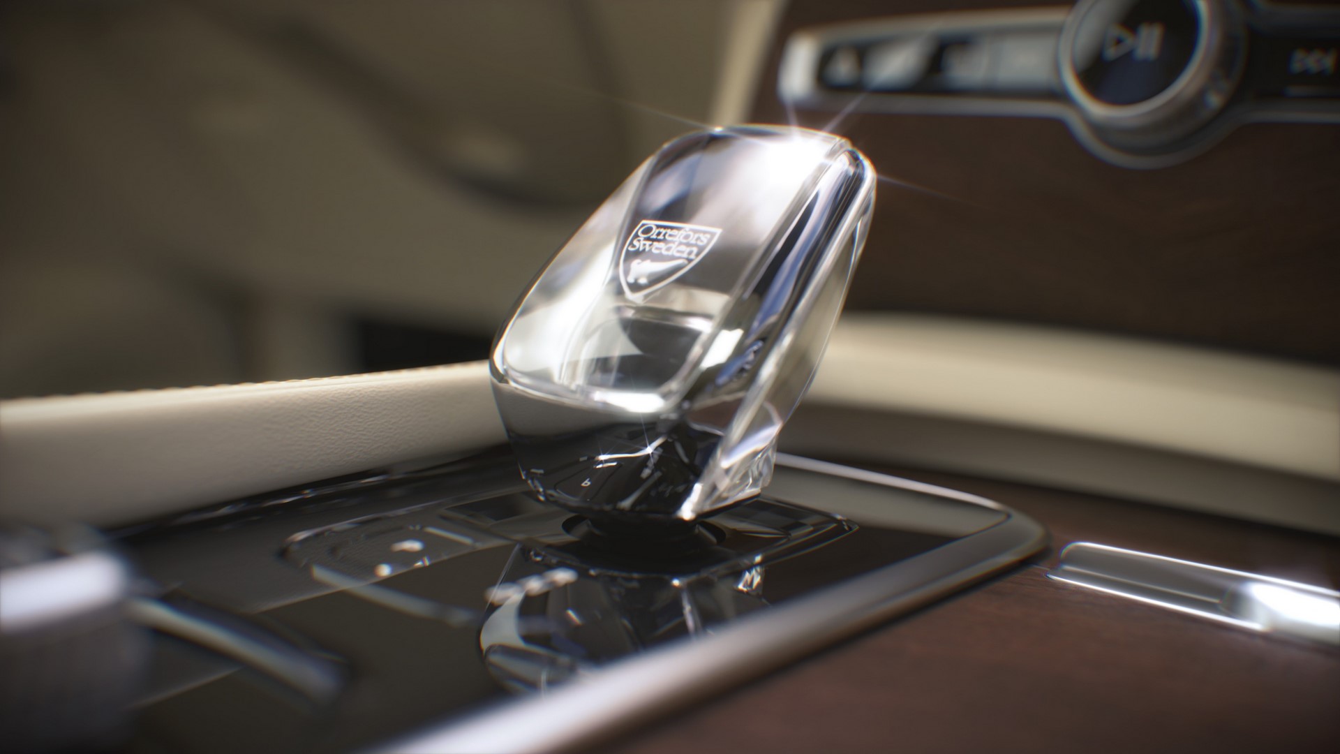 The refreshed  Volvo XC90 Inscription T8 Twin Engine Interior Detail - Orrefors Gearshift