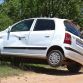 African Elephant Overturns and Punctures Small Car