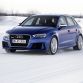 Fahraufnahme    Farbe: Sepangblau    Verbrauchsangaben Audi RS 3 Sportback 2.5 TFSI quattro:Kraftstoffverbrauch kombiniert in l/100 km: 8,3 - 8,1;CO2-Emission kombiniert in g/km: 194 - 189