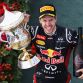 SAKHIR, BAHRAIN - APRIL 22:  Sebastian Vettel of Germany and Red Bull Racing celebrates on the podium after winning the Bahrain Formula One Grand Prix at the Bahrain International Circuit on April 22, 2012 in Sakhir, Bahrain.  (Photo by Mark Thompson/Getty Images)