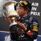 SAKHIR, BAHRAIN - APRIL 22:  Sebastian Vettel of Germany and Red Bull Racing celebrates on the podium after winning the Bahrain Formula One Grand Prix at the Bahrain International Circuit on April 22, 2012 in Sakhir, Bahrain.  (Photo by Clive Mason/Getty Images)