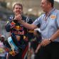 SAKHIR, BAHRAIN - APRIL 22:  Sebastian Vettel of Germany and Red Bull Racing runs down the pitlane after winning the Bahrain Formula One Grand Prix at the Bahrain International Circuit on April 22, 2012 in Sakhir, Bahrain.  (Photo by Clive Mason/Getty Images)