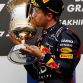 SAKHIR, BAHRAIN - APRIL 22:  Sebastian Vettel of Germany and Red Bull Racing celebrates on the podium after winning the Bahrain Formula One Grand Prix at the Bahrain International Circuit on April 22, 2012 in Sakhir, Bahrain.  (Photo by Paul Gilham/Getty Images)