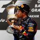 SAKHIR, BAHRAIN - APRIL 22:  Sebastian Vettel of Germany and Red Bull Racing celebrates on the podium after winning the Bahrain Formula One Grand Prix at the Bahrain International Circuit on April 22, 2012 in Sakhir, Bahrain.  (Photo by Paul Gilham/Getty Images)