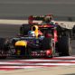 SAKHIR, BAHRAIN - APRIL 22:  Sebastian Vettel of Germany and Red Bull Racing leads from Kimi Raikkonen of Finland and Lotus during the Bahrain Formula One Grand Prix at the Bahrain International Circuit on April 22, 2012 in Sakhir, Bahrain.  (Photo by Clive Mason/Getty Images)