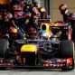 SAKHIR, BAHRAIN - APRIL 22:  Sebastian Vettel of Germany and Red Bull Racing drives in for a pitstop on the way to winnin