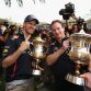 SAKHIR, BAHRAIN - APRIL 22:  Sebastian Vettel (L) of Germany and Red Bull Racing celebrates with his Team Principal Christian Horner (R) in the paddock after winning the Bahrain Formula One Grand Prix at the Bahrain International Circuit on April 22, 2012 in Sakhir, Bahrain.  (Photo by Clive Mason/Getty Images)