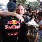 SAKHIR, BAHRAIN - APRIL 22:  Sebastian Vettel (L) of Germany and Red Bull Racing celebrates with his Team Principal Christian Horner (R) in the paddock after winning the Bahrain Formula One Grand Prix at the Bahrain International Circuit on April 22, 2012 in Sakhir, Bahrain.  (Photo by Mark Thompson/Getty Images)