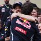 SAKHIR, BAHRAIN - APRIL 22:  Sebastian Vettel (L) of Germany and Red Bull Racing celebrates with his Team Principal Christian Horner (R) in the paddock after winning the Bahrain Formula One Grand Prix at the Bahrain International Circuit on April 22, 2012 in Sakhir, Bahrain.  (Photo by Mark Thompson/Getty Images)