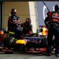 SAKHIR, BAHRAIN - APRIL 22:  Sebastian Vettel of Germany and Red Bull Racing drives in for a pitstop during the Bahrain Formula One Grand Prix at the Bahrain International Circuit on April 22, 2012 in Sakhir, Bahrain.  (Photo by Paul Gilham/Getty Images)