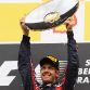 SPA FRANCORCHAMPS, BELGIUM - AUGUST 28:  Sebastian Vettel of Germany and Red Bull Racing celebrates on the podium after winning the Belgian Formula One Grand Prix at the Circuit of Spa Francorchamps on August 28, 2011 in Spa Francorchamps, Belgium.  (Photo by Mark Thompson/Getty Images)