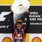 SPA FRANCORCHAMPS, BELGIUM - AUGUST 28:  Sebastian Vettel of Germany and Red Bull Racing celebrates on the podium after winning the Belgian Formula One Grand Prix at the Circuit of Spa Francorchamps on August 28, 2011 in Spa Francorchamps, Belgium.  (Photo by Vladimir Rys/Getty Images)