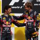 SPA FRANCORCHAMPS, BELGIUM - AUGUST 28:  Race winner Sebastian Vettel (C) of Germany and Red Bull Racing celebrates with second placed Mark Webber (L) of Australia and Red Bull Racing after the Belgian Formula One Grand Prix at the Circuit of Spa Francorchamps on August 28, 2011 in Spa Francorchamps, Belgium.  (Photo by Vladimir Rys/Getty Images)