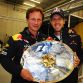 SPA FRANCORCHAMPS, BELGIUM - AUGUST 28:  Sebastian Vettel of Germany and Red Bull Racing celebrates with his Team Principal Christian Horner after winning the Belgian Formula One Grand Prix at the Circuit of Spa Francorchamps on August 28, 2011 in Spa Francorchamps, Belgium.  (Photo by Mark Thompson/Getty Images)