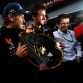 SPA FRANCORCHAMPS, BELGIUM - AUGUST 28:  Sebastian Vettel (L) of Germany and Red Bull Racing celebrates with team mates after winning the Belgian Formula One Grand Prix at the Circuit of Spa Francorchamps on August 28, 2011 in Spa Francorchamps, Belgium.  (Photo by Lars Baron/Getty Images)