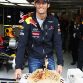 SPA FRANCORCHAMPS, BELGIUM - AUGUST 27:  Mark Webber of Australia and Red Bull Racing is presented with a cake to celebrate his 35th birthday before qualifying for the Belgian Formula One Grand Prix at the Circuit of Spa Francorchamps on August 27, 2011 in Spa Francorchamps, Belgium.  (Photo by Mark Thompson/Getty Images)