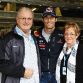 SPA FRANCORCHAMPS, BELGIUM - AUGUST 27:  Mark Webber (C) of Australia and Red Bull Racing is seen with his parents Alan and Diane as he celebrates his 35th birthday before qualifying for the Belgian Formula One Grand Prix at the Circuit of Spa Francorchamps on August 27, 2011 in Spa Francorchamps, Belgium.  (Photo by Mark Thompson/Getty Images)