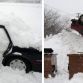 Cars buried in snow