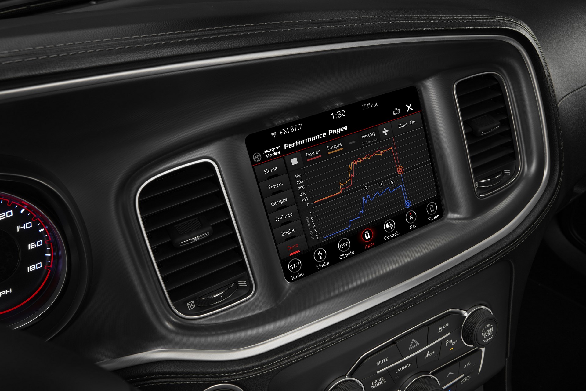 SRT Performance Pages bring critical vehicle performance data to the driver’s fingertips in the 2020 Dodge Charger Scat Pack Widebody