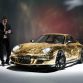Gold Porsche 911 GT3 RS made of cardboard