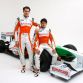 (L to R): Adrian Sutil (GER) with Force India F1 team mate Giancarlo Fisichella (ITA) alongside the Force India F1 VJM02.
Force India F1 VJM02 Launch Studio Shoot, Silverstone, England, 24 February 2009.