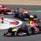 NUERBURG, GERMANY - JULY 24:  Mark Webber of Australia and Red Bull Racing leads from Sebastian Vettel of Germany and Red Bull Racing and Fernando Alonso of Spain and Ferrari during the German Formula One Grand Prix at the Nurburgring on July 24, 2011 in Nuerburg, Germany.  (Photo by Clive Mason/Getty Images)