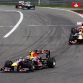 NUERBURG, GERMANY - JULY 24:  Mark Webber of Australia and Red Bull Racing leads from Sebastian Vettel of Germany and Red Bull Racing and Fernando Alonso of Spain and Ferrari during the German Formula One Grand Prix at the Nurburgring on July 24, 2011 in Nuerburg, Germany.  (Photo by Mark Thompson/Getty Images)
