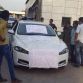 Jaguar XF owner protesting in India