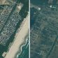 Natori, Japan, is shown on April 4, 2010, left, and after the earthquake and tsunami on March 11, 2011, right.  Photo Credit: GeoEye