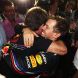 SUZUKA, JAPAN - OCTOBER 09:  Sebastian Vettel (R) of Germany and Red Bull Racing celebrates in the pitlane with Red Bull Racing Team Principal Christian Horner after finishing third to secure his second F1 World Drivers Championship during the Japanese Formula One Grand Prix at Suzuka Circuit on October 9, 2011 in Suzuka, Japan.  (Photo by Clive Rose/Getty Images)
