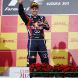 SUZUKA, JAPAN - OCTOBER 09:  Sebastian Vettel of Germany and Red Bull Racing celebrates on the podium after finishing third to secure his second F1 World Drivers Championship during the Japanese Formula One Grand Prix at Suzuka Circuit on October 9, 2011 in Suzuka, Japan.  (Photo by Mark Thompson/Getty Images)