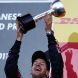 SUZUKA, JAPAN - OCTOBER 09:  Sebastian Vettel of Germany and Red Bull Racing celebrates on the podium after finishing third to secure his second F1 World Drivers Championship during the Japanese Formula One Grand Prix at Suzuka Circuit on October 9, 2011 in Suzuka, Japan.  (Photo by Mark Thompson/Getty Images)