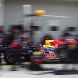 YEONGAM-GUN, SOUTH KOREA - OCTOBER 16:  Sebastian Vettel of Germany and Red Bull Racing drives in for a pitstop during the Korean Formula One Grand Prix at the Korea International Circuit on October 16, 2011 in Yeongam-gun, South Korea.  (Photo by Mark Thompson/Getty Images)