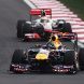 YEONGAM-GUN, SOUTH KOREA - OCTOBER 16:  Sebastian Vettel of Germany and Red Bull Racing leads from Lewis Hamilton of Great Britain and McLaren early in the Korean Formula One Grand Prix at the Korea International Circuit on October 16, 2011 in Yeongam-gun, South Korea.  (Photo by Clive Mason/Getty Images)