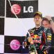 YEONGAM-GUN, SOUTH KOREA - OCTOBER 16:  Sebastian Vettel of Germany and Red Bull Racing celebrates on the podium after winning the Korean Formula One Grand Prix at the Korea International Circuit on October 16, 2011 in Yeongam-gun, South Korea.  (Photo by Mark Thompson/Getty Images)