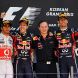 YEONGAM-GUN, SOUTH KOREA - OCTOBER 16:  Race winner Sebastian Vettel (2nd left) of Germany and Red Bull Racing celebrates with his Team Principal Christian Horner (2nd right), second placed Lewis Hamilton (left) of Great Britain and McLaren and third placed Mark Webber (right) of Australia and Red Bull Racing following the Korean Formula One Grand Prix at the Korea International Circuit on October 16, 2011 in Yeongam-gun, South Korea.  (Photo by Mark Thompson/Getty Images)