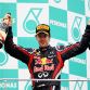 KUALA LUMPUR, MALAYSIA - APRIL 10:  Sebastian Vettel of Germany and Red Bull Racing celebrates on the podium after winning the Malaysian Formula One Grand Prix at the Sepang Circuit on April 10, 2011 in Kuala Lumpur, Malaysia.  (Photo by Paul Gilham/Getty Images)