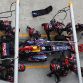 KUALA LUMPUR, MALAYSIA - APRIL 10:  Sebastian Vettel of Germany and Red Bull Racing drives in for a pitstop during the Malaysian Formula One Grand Prix at the Sepang Circuit on April 10, 2011 in Kuala Lumpur, Malaysia.  (Photo by Mark Thompson/Getty Images)