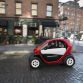 The Nissan New Mobility Concept is an ultra-compact 100% electric vehicle that was developed in response to increasing use of automobiles for short-distance trips by up to two people. With their 7.6-foot length, the NNMCs have the potential to help reduce pollution and traffic congestion in the city. Parking is also a major benefit, with three NNMCs able to fit head-in into one parking space (where permitted). For demonstration purposes during the 2016 NYIAS, the four concepts were wrapped in different primary colors with the hashtag #NissanFutureLab down the sides.