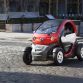The Nissan New Mobility Concept is an ultra-compact 100% electric vehicle that was developed in response to increasing use of automobiles for short-distance trips by up to two people. With their 7.6-foot length, the NNMCs have the potential to help reduce pollution and traffic congestion in the city. Parking is also a major benefit, with three NNMCs able to fit head-in into one parking space (where permitted). For demonstration purposes during the 2016 NYIAS, the four concepts were wrapped in different primary colors with the hashtag #NissanFutureLab down the sides.