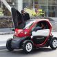 The Nissan New Mobility Concept is an ultra-compact 100% electric vehicle that was developed in response to increasing use of automobiles for short-distance trips by up to two people. With their 7.6-foot length, the NNMCs have the potential to help reduce pollution and traffic congestion in the city. Parking is also a major benefit, with three NNMCs able to fit head-in into one parking space (where permitted). For demonstration purposes during the 2016 NYIAS, the four concepts were wrapped in different primary colors with the hashtag #NissanFutureLab down the sides.