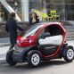The Nissan New Mobility Concept is an ultra-compact 100% electric vehicle that was developed in response to increasing use of automobiles for short-distance trips by up to two people. With their 7.6-foot length, the NNMCs have the potential to help reduce pollution and traffic congestion in the city. Parking is also a major benefit, with three NNMCs able to fit head-in into one parking space (where permitted). For demonstration purposes during the 2016 NYIAS, the four concepts were wrapped in different primary colors with the hashtag #NissanFutureLab down the sides.