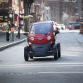 The Nissan New Mobility Concept is an ultra-compact 100% electric vehicle that was developed in response to increasing use of automobiles for short-distance trips by up to two people. With their 7.6-foot length, the NNMCs have the potential to help reduce pollution and traffic congestion in the city. Parking is also a major benefit, with three NNMCs able to fit head-in into one parking space (where permitted). For demonstration purposes during the 2016 NYIAS, the four concepts were wrapped in different primary colors with the hashtag #NissanFutureLab down the sides.