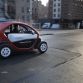The Nissan New Mobility Concept is an ultra-compact 100% electric vehicle that was developed in response to increasing use of automobiles for short-distance trips by up to two people. With their 7.6-foot length, the NNMCs have the potential to help reduce pollution and traffic congestion in the city. Parking is also a major benefit, with three NNMCs able to fit head-in into one parking space (where permitted). For demonstration purposes during the 2016 NYIAS, the four concepts were wrapped in different primary colors with the hashtag #NissanFutureLab down the sides.