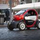 The Nissan New Mobility Concept is an ultra-compact 100% electric vehicle that was developed in response to increasing use of automobiles for short-distance trips by up to two people. With their 7.6-foot length, the NNMCs have the potential to help reduce pollution and traffic congestion in the city. Parking is also a major benefit, with three NNMCs able to fit head-in into one parking space (where permitted). For demonstration purposes during the 2016 NYIAS, the four concepts were wrapped in different primary colors with the hashtag #NissanFutureLab down the sides.